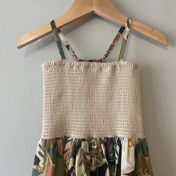 Handmade Children's Cream Multicolour Pattern Tie Spaghetti Strap Dress - Picture 5 of 13